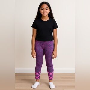 VOGO Athletica Girls Leggings – Size M (10–12) – Pink Criss-Cross Ankle Detail